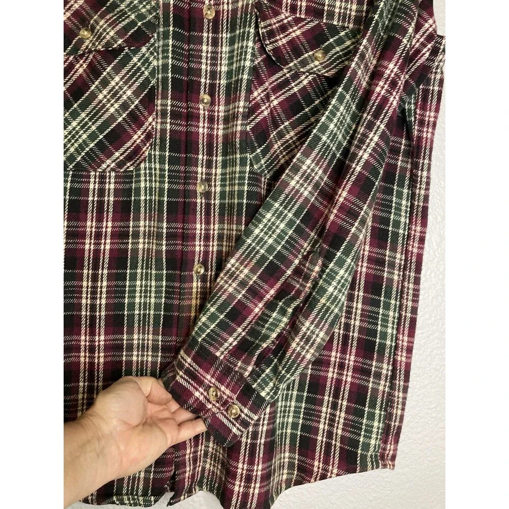 Five Brother Plaid Flannel M Cabincore Gorpcore Button Up Shirt Heavyweight Mens - Picture 3 of 8
